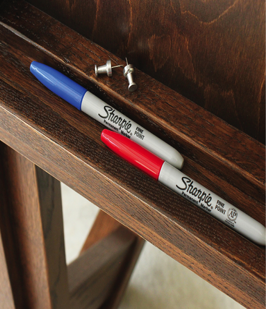 The Details Beautifully stained with a solid American Oak frame and double sided tray for easy marker storage.